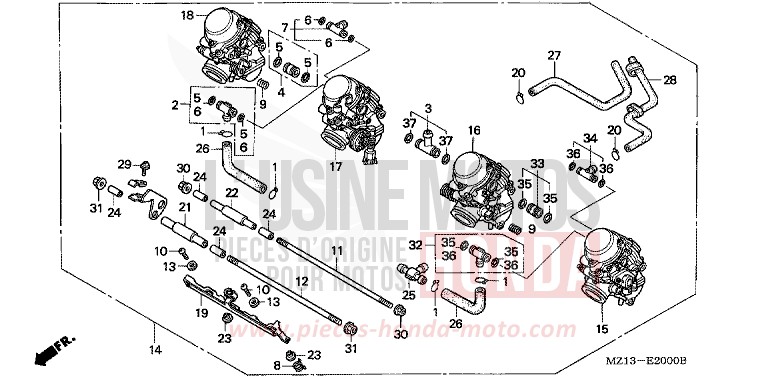 VERGASER (KOMPL.) von CB1000F "Big One" CANDY REVIVE RED (R210) von 1995